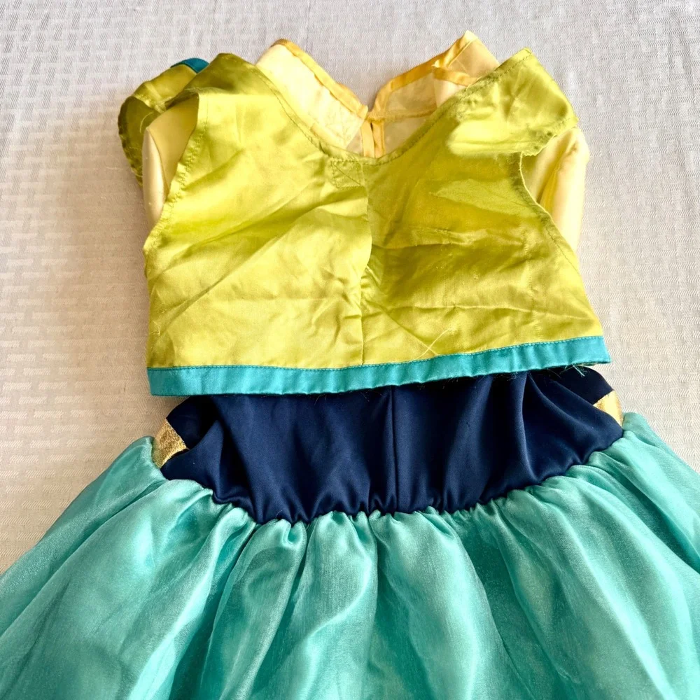 Disney Parks Frozen Fever Anna Costume Dress Sunflower Girls Size S 7-8 Teal - Picture 16 of 16